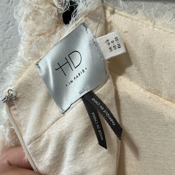 HD IN PARIS (Anthro) Floral Applique Full Midi A-Line Skirt, Ivory, Size 0 - Picture 8 of 10